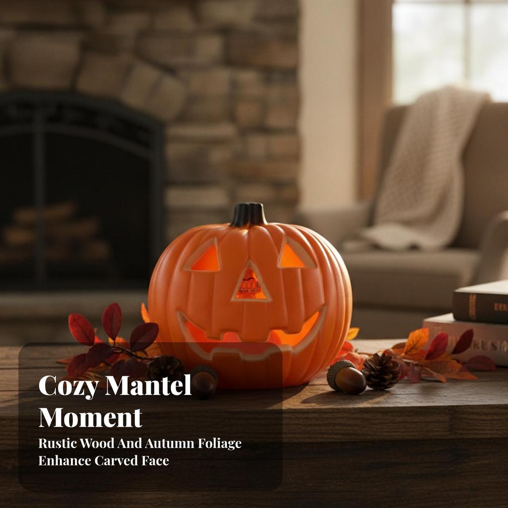 Jack-O'-Lantern Shatterproof Polypropylene Pumpkin Compact for Shelves