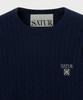 Seteo Plain Cable Crew Neck Knit Navy