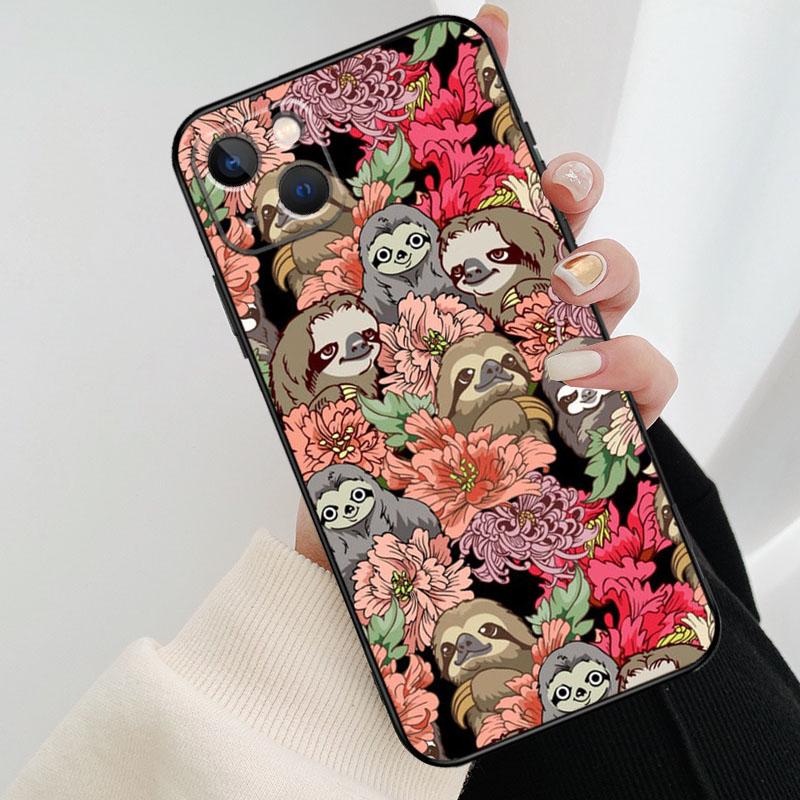 Cute Sloths Watercolor Phone Case For iPhone 17 Pro Max 14 13 12 11 15 16 Pro Max mini 15 16 Plus 16e 17 Air Cover