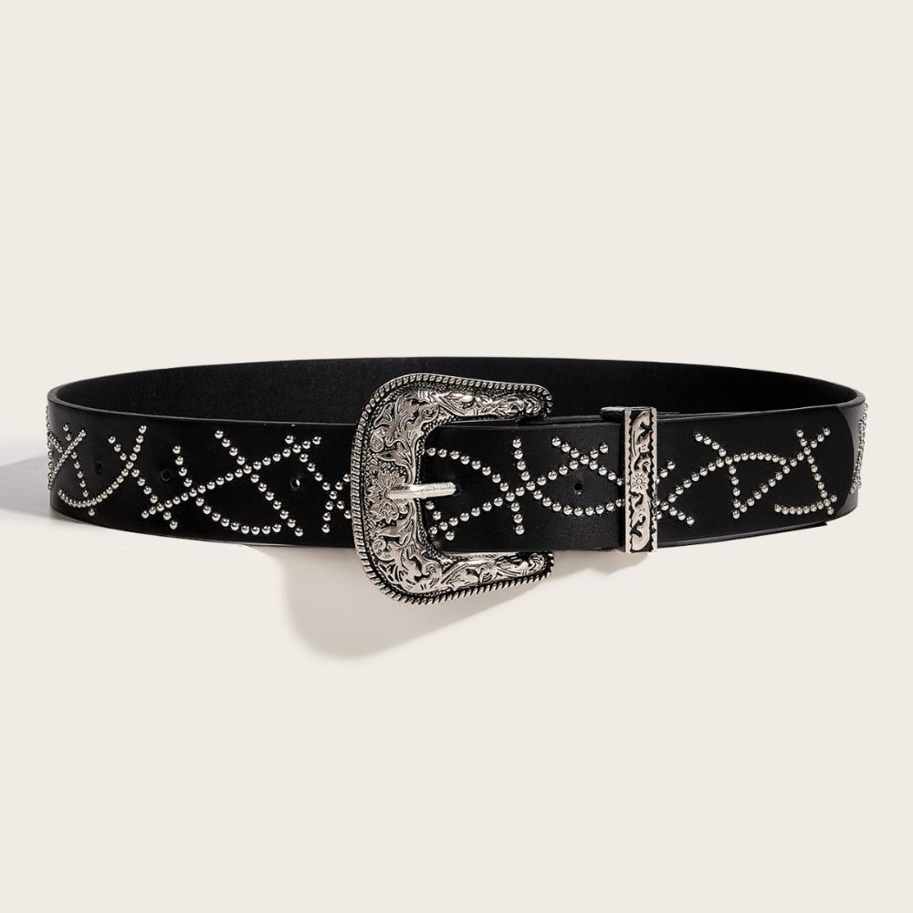 Gothic Buckle Waist Belt Black White Dress Jeans Belt Versatile Women's Belt  Spicy Girls