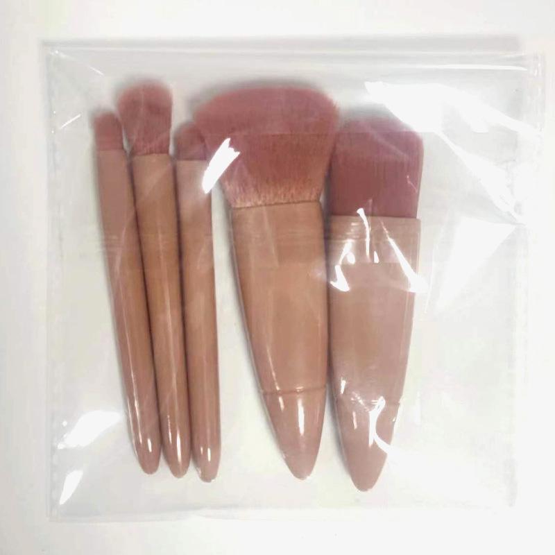 5-Piece Mini Mirror Makeup Brush Travel Set with Storage Box