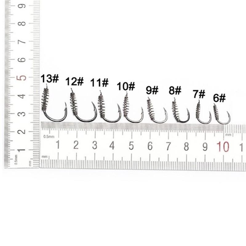 10Pcs Steel Fishing Hooks Barbed Swivel Carp Jig Fishhook Spring Hook with Hole Fishing Tackle