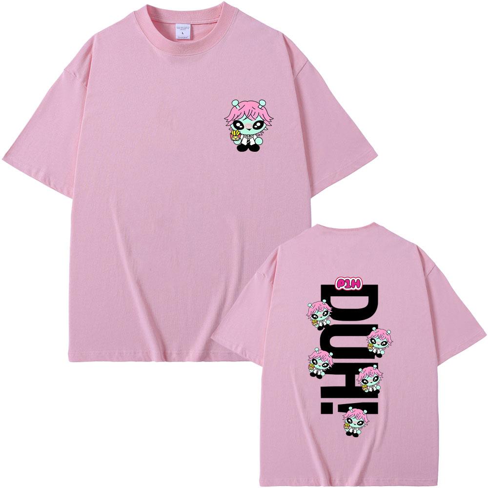 Korean Kpop P1Harmony 2025 DUH Cartoon Style Print Tshirt Cat Funny Meme T Shirt Men Women Hip Hop Fashion Oversized Tshirts