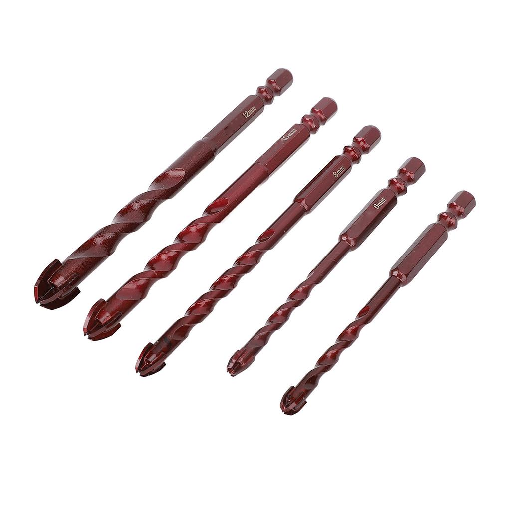 5 Pcs Masonry Drill Bit Set 14 Inch Hex Shank 5 6 8 10 12mm Tungsten Steel Alloy Drill Bits for