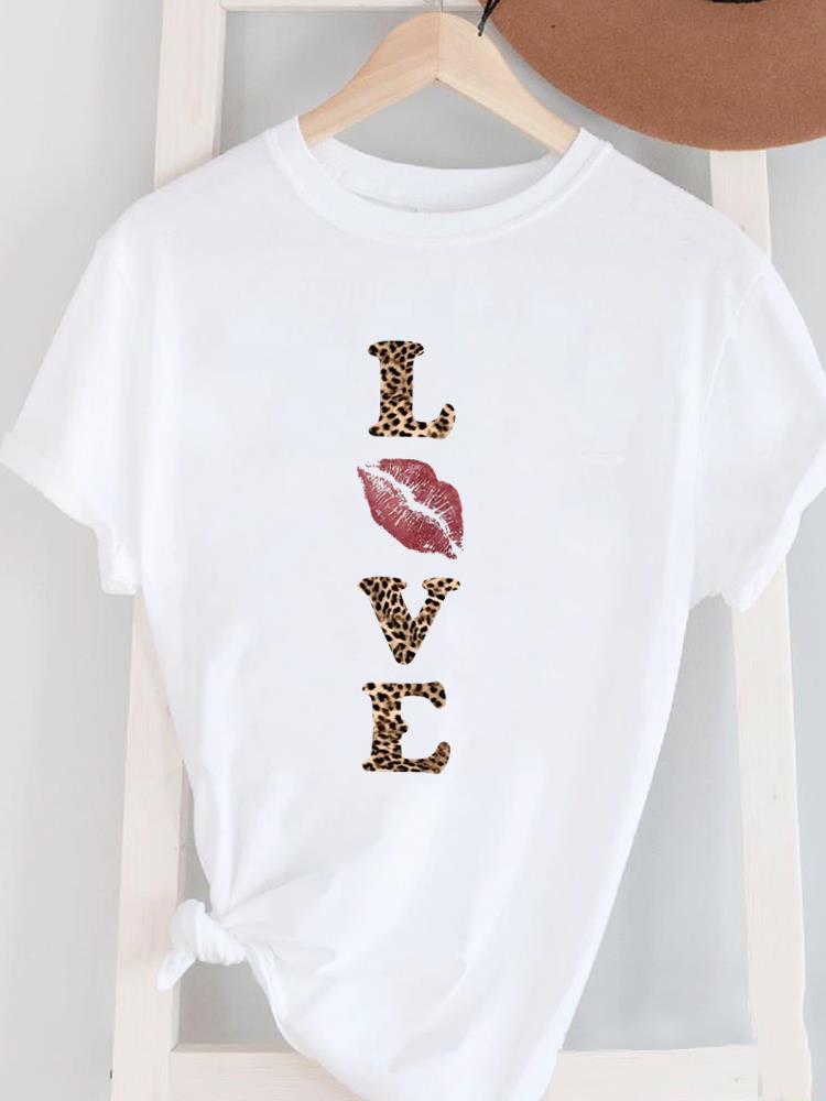 (Asian Size) letter trend 90s lovely Women's Top T Female Print Short Sleeve T-shirts Fashion O-neck Casual Clothing  Graphic Tee