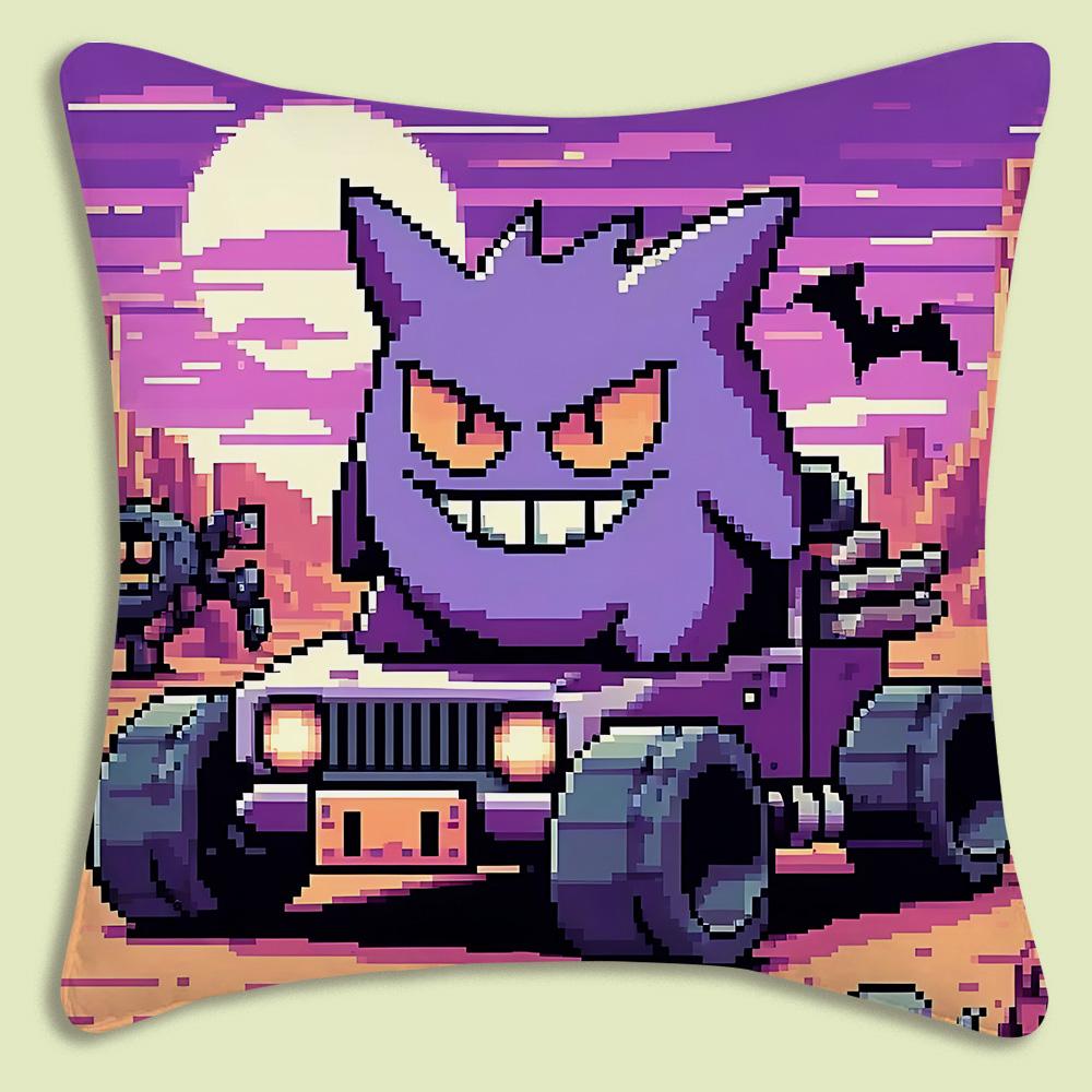 

Pillow Covers Cartoon Pokemon Gengar Sofa Decorative Home Double-sided Printing Short Plush Cute Cushion Cover 30cmx30cm
