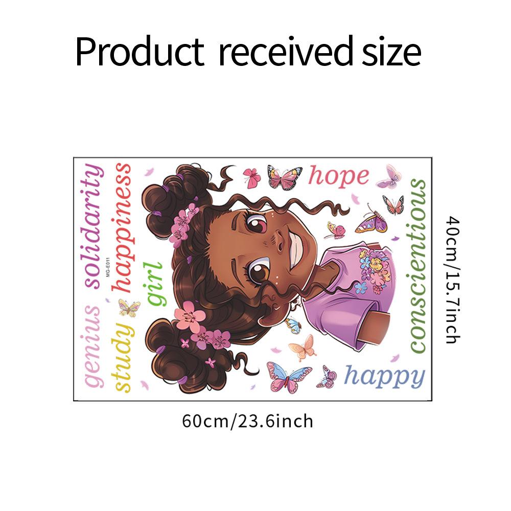Tecknad Söt Liten Flicka Väggdekal Inspirerande Engelska Citat Motiverande Slogan Barnrum Sovrum Dekor Hemma Bakgrundsdekoration
