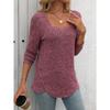 Autumn Women's Buttoned Square Neck Pit Stripe Brushed Solid Long Sleeve Top