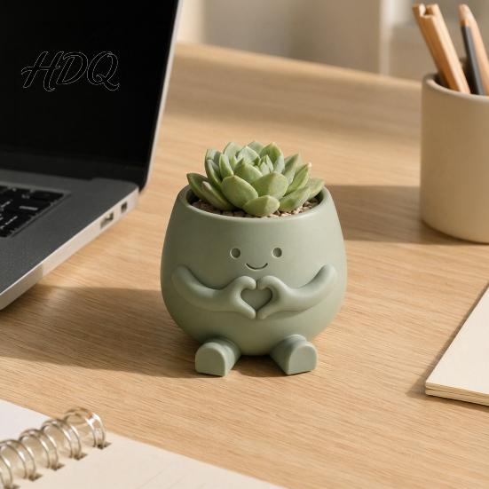 PLA Flowerpot 3D Printed Face Planter Pot Decorative for Indoor Outdoor Cactus