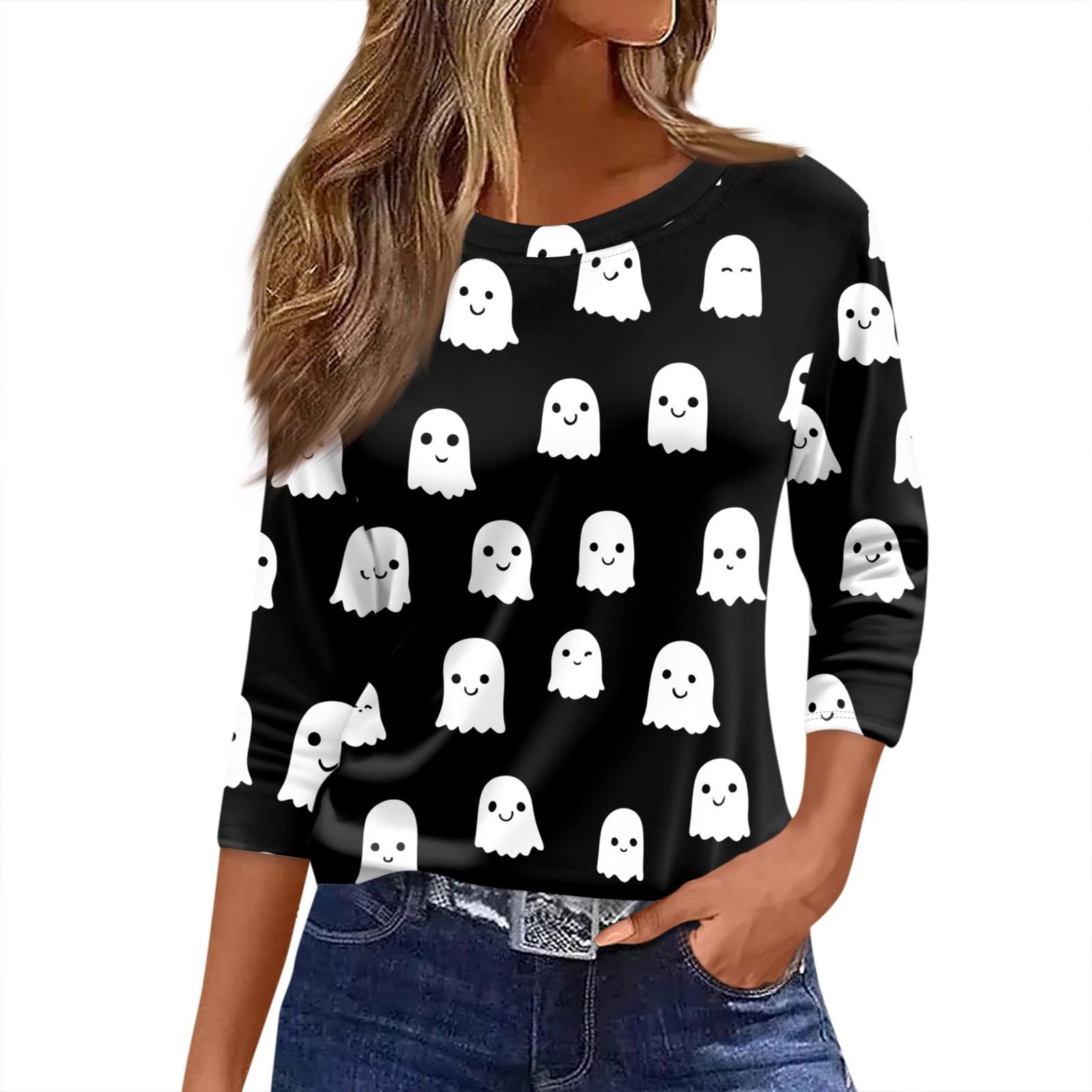 

Women s O-neck 3/4 Sleeve Printed Top XXL чорний