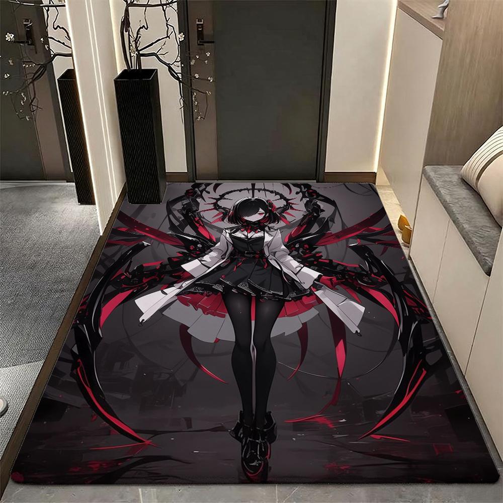 Dark Gothic Anime Girl Indoor Rug Soft Texture Nonslip Carpet For Kids Bedroom Play Area Home Party Decor Valentine'S Day Gift