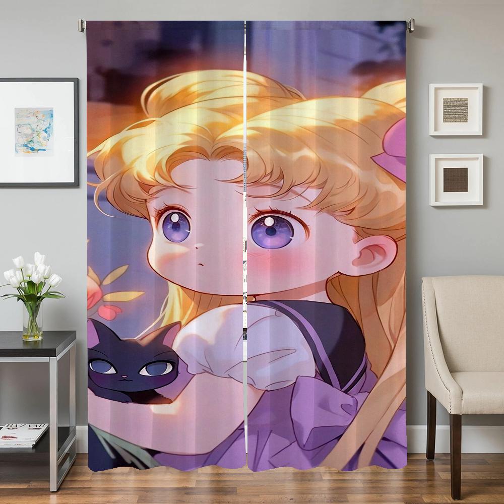 Window Kitchen Curtains for Living Room 2 Pieces Blackout Curtains Door Curtain S-sailor Moon-n Partition Bedroom Decoration