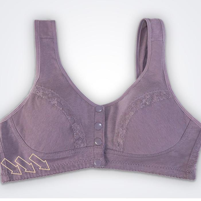 Lace Flower Front Button Underwear Women's Vest Style Middle-aged and Elderly Bra Large Size No Steel Ring Underwear