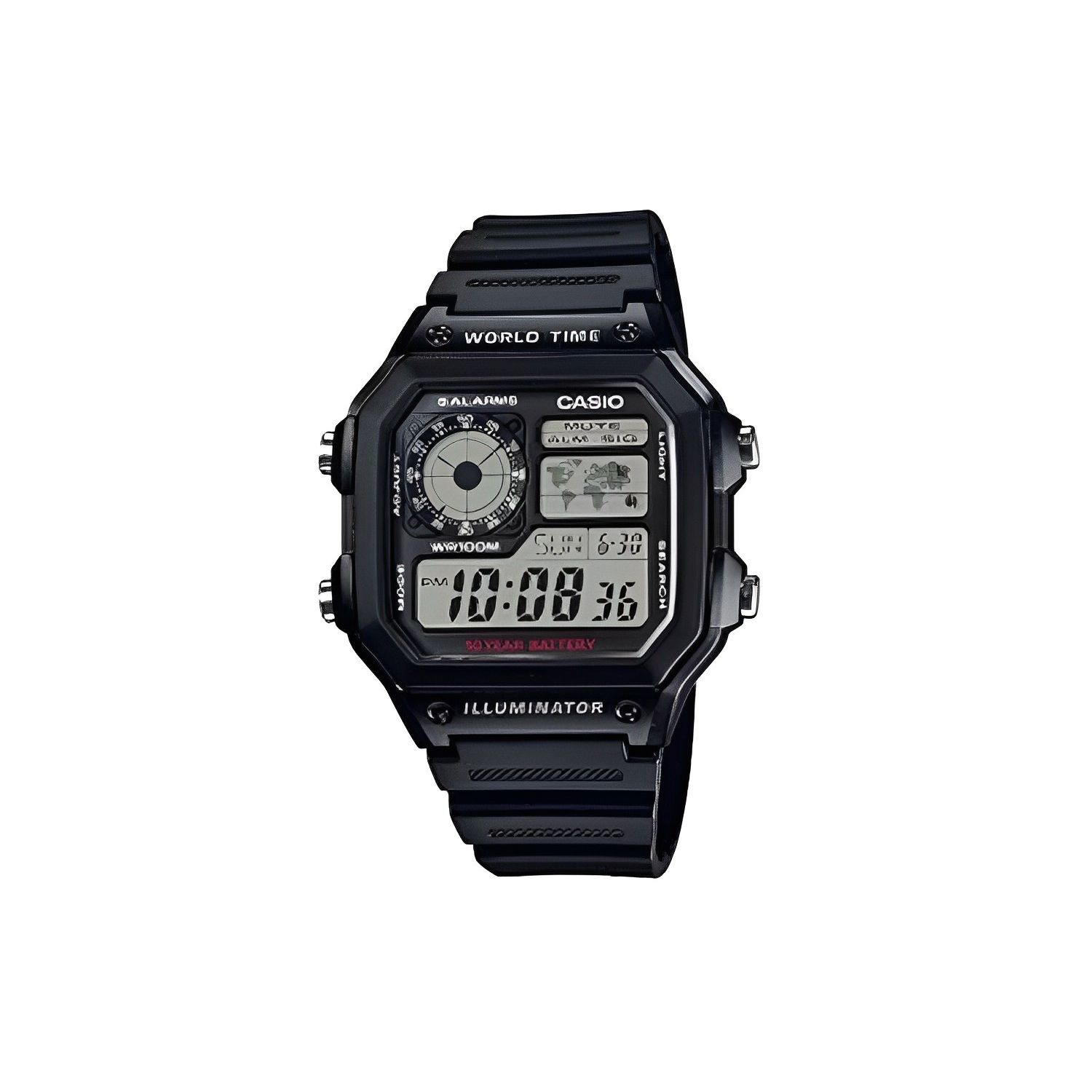

Casio 100M Waterproof Quartz Watch Unisex Watches Silver AE-1200WH-1AVDF Regular Watch Box,Black Strap