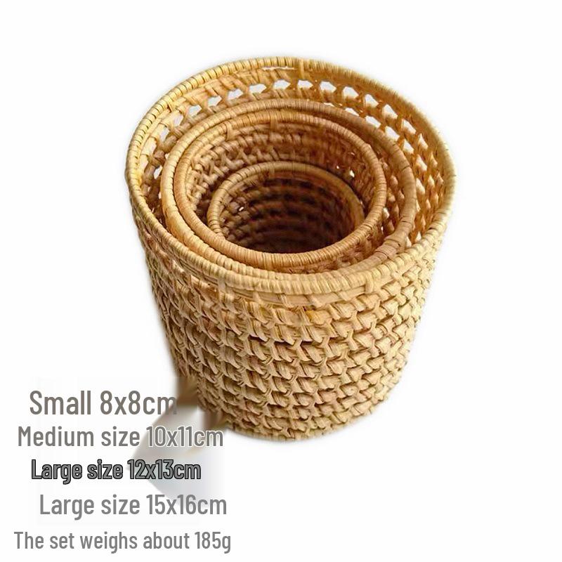 Autumn Rattan Weave Desktop Organizer: Pen Holder & Makeup Storage Box