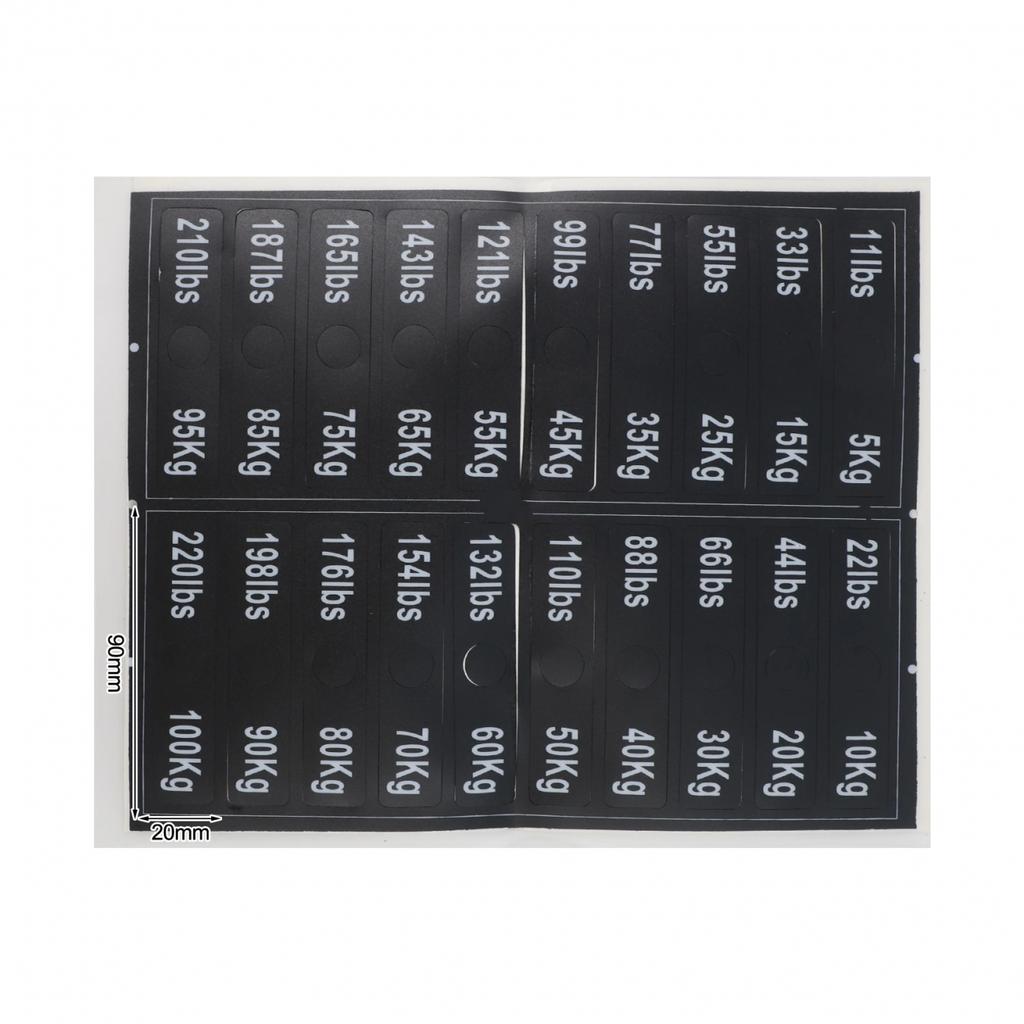 Fitness Equipment Weight Plate Stickers Clear Weight Identification Labels