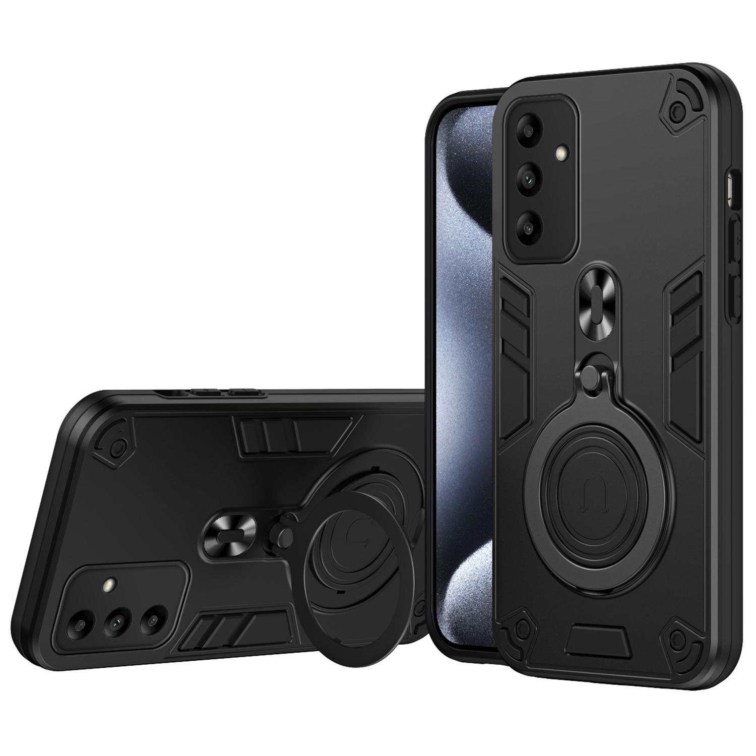 

For Samsung Galaxy A05s 4G Case Rotatable Kickstand PC+TPU Drop Protection Phone Cover Black