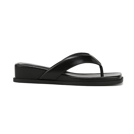 

Su Yinyin of the same style~ 2025 season new square head versatile toe slope heel beach flip-flops women s sandals outside 40 чёрный