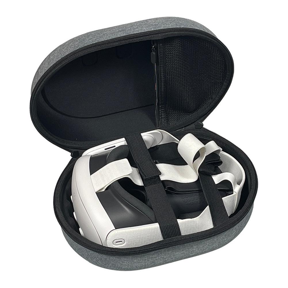 Travel Storage Bag Shockproof EVA Hard Shell Case Anti-Scratch Organizer Bag Partition with Mesh Bag for Meta Quest 3 Headset