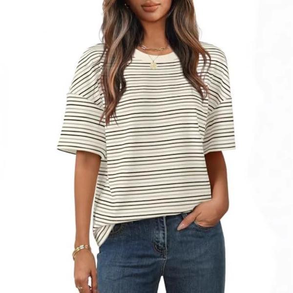 Fun Stripe Style 3D Printed Short Sleeved T-shirt Fashionable Comfortable Soft Breathable Large Loose Summer T-shirt