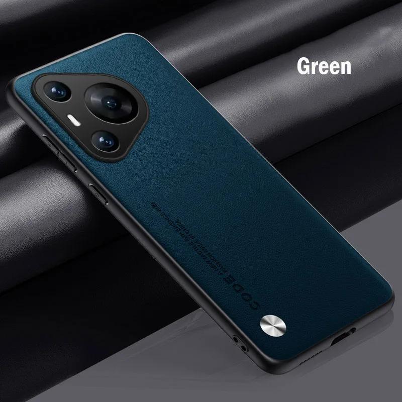 

Роскошный кожаный чехол для телефона Huawei Pura 70 Ultra Pro, простая кожа, противоударный мягкий чехол для Huawei Pura70 P60 Pro Pura 70 зелёный