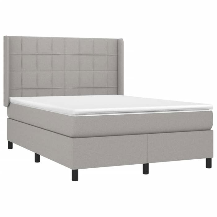 VidaXL Lit à sommier tapissier avec matelas Gris clair 140x200cm Tissu - Modèle 3131433
