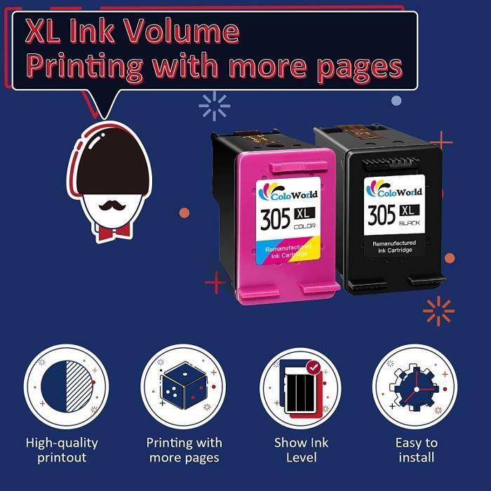 Remanufactured 305 XL Black and Tricolor Ink Cartridges for HP 305 305XL Multipack for Hp DeskJet 2710 2720 2722 .