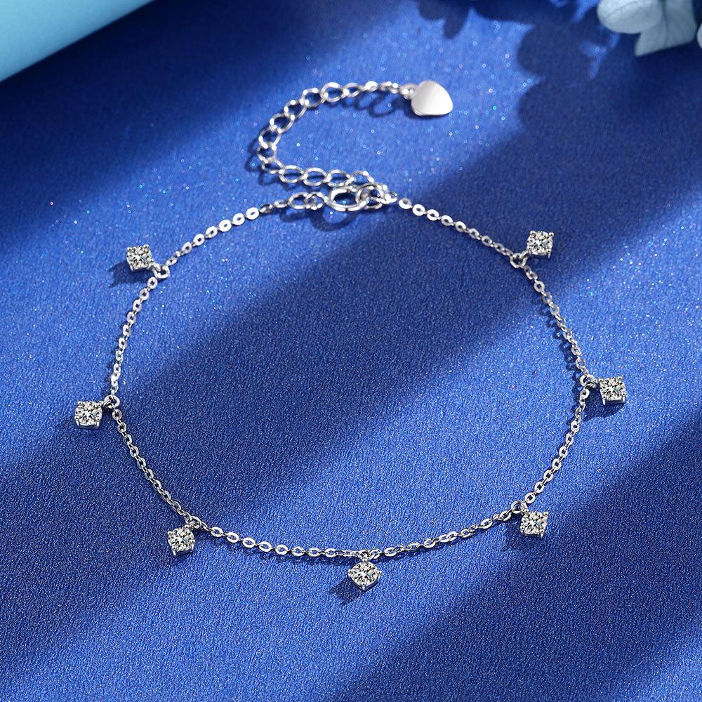 New S925 Sterling Silver Moissanite Starry Sky Bracelet - Elegant, Fashionable Gift for Girlfriend s Birthday 925 Silver