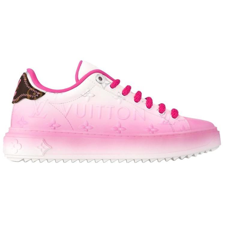 Louis Vuitton Time Out Cow Leather Low Top Skateboard Shoes Women's Pink 1AD5KQ