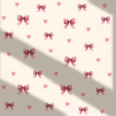 Pink Bow Heart-shaped Wall Stickers with A Girlish Heart for Room Wall Decoration