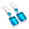 Blue Topaz Gemstone Handmade 925 Sterling Silver Jewelry Earring 2.17" KJ-1514