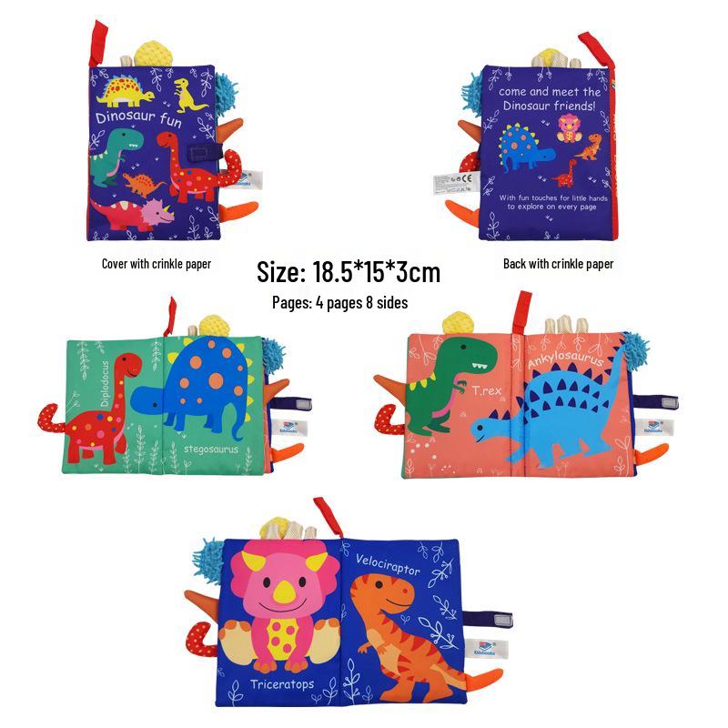 3D Tail Baby Cloth Book - Tear-Proof, Black & White/Red Crinkle Toy for Kids