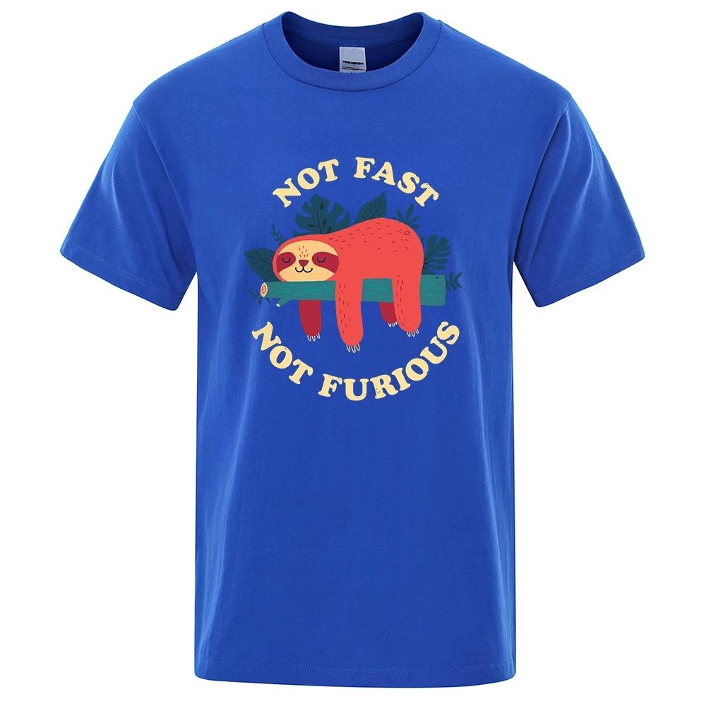 Nicht schnell Nicht wütend Faultier Grafikdruck Herren T-Shirts Atmungsaktive Baumwoll Tops Street Fashion T-Shirt Unisex Lässige Sommer T-Shirts