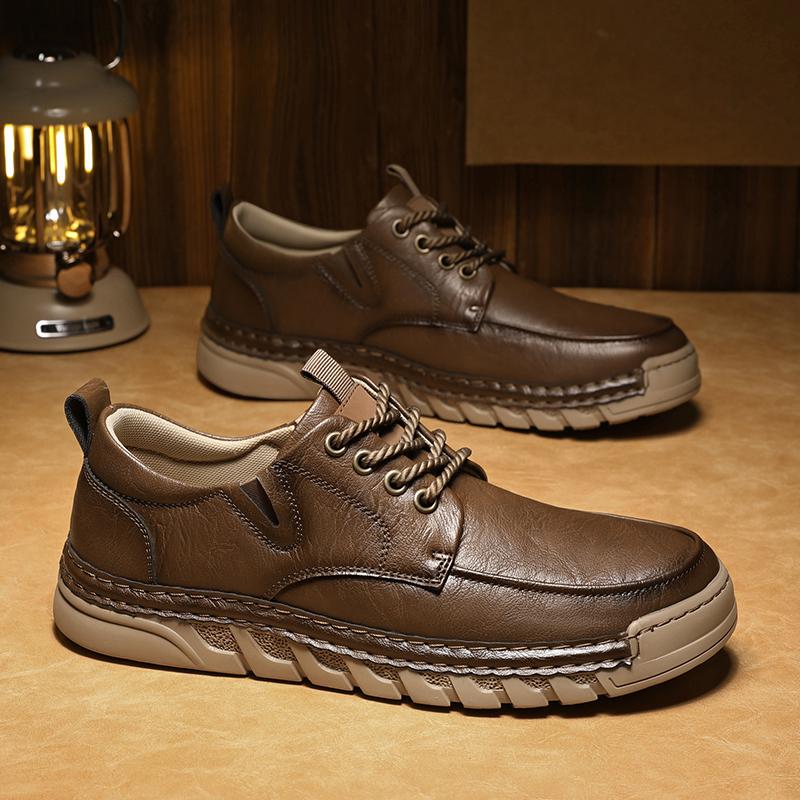 New Men‘s Casual Shoes Handmade Leather Loafers Comfortable Men's Shoes Leather Flat Moccasins Men Sneakers