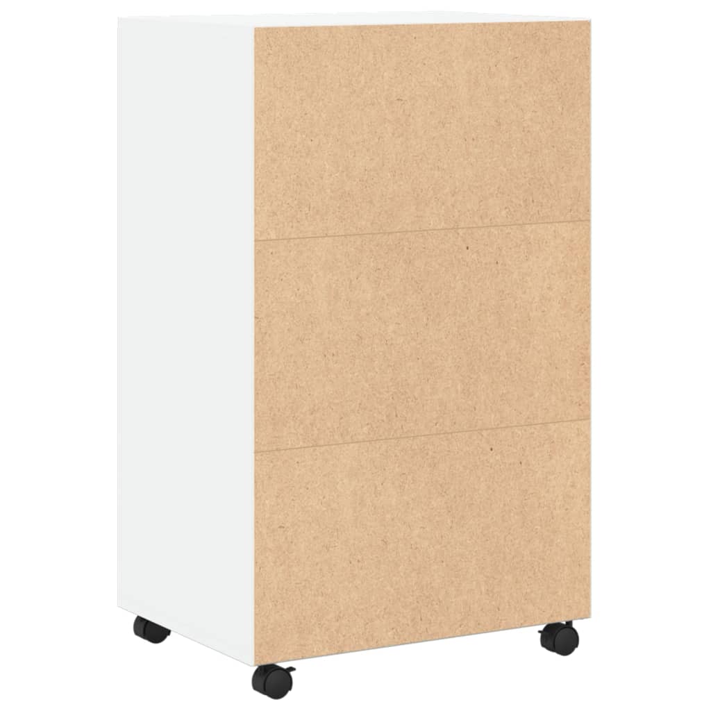 Vidaxl Szafka Na Kółkach, Biała, 55X40X91 Cm, Materiał Drewnopochodny
