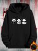Men's Casual Panda Print Hoodie - Fall/Winter Season Knit Fabric Regular Fit Hooded Sweatshirt with Pocket and Slight Stretch