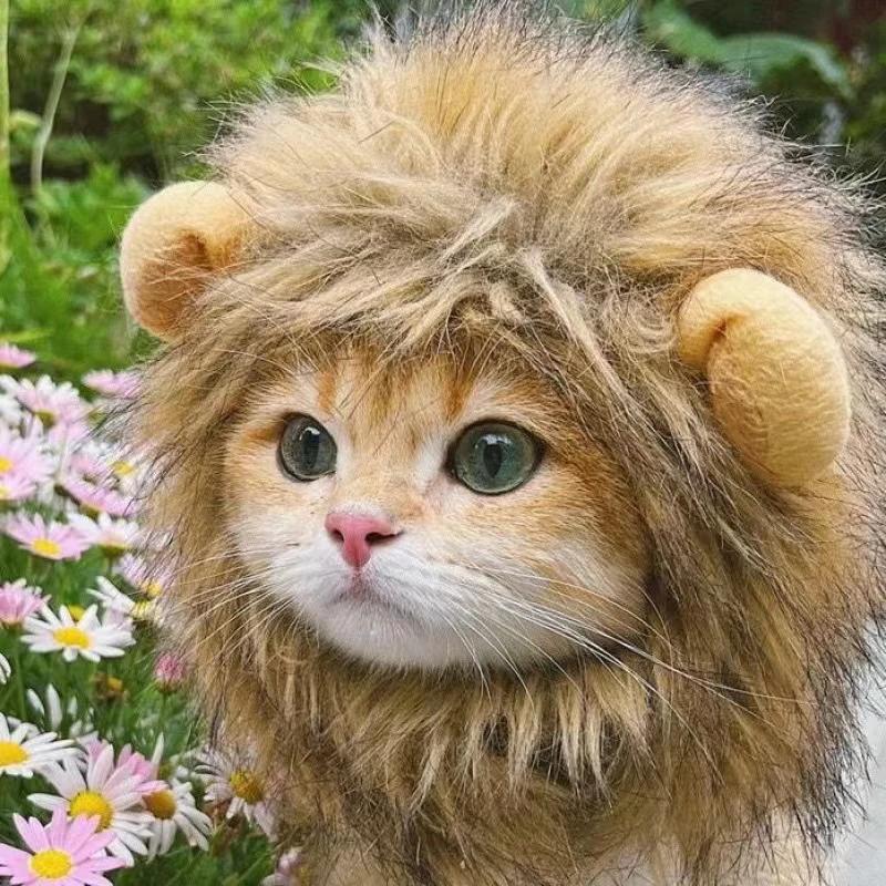 

Pet Hairpiece Humorous Lion Mane Headgear for Dogs and Cats Adjustable Costume Accessories for Fun Dress-up and Play S коричневый