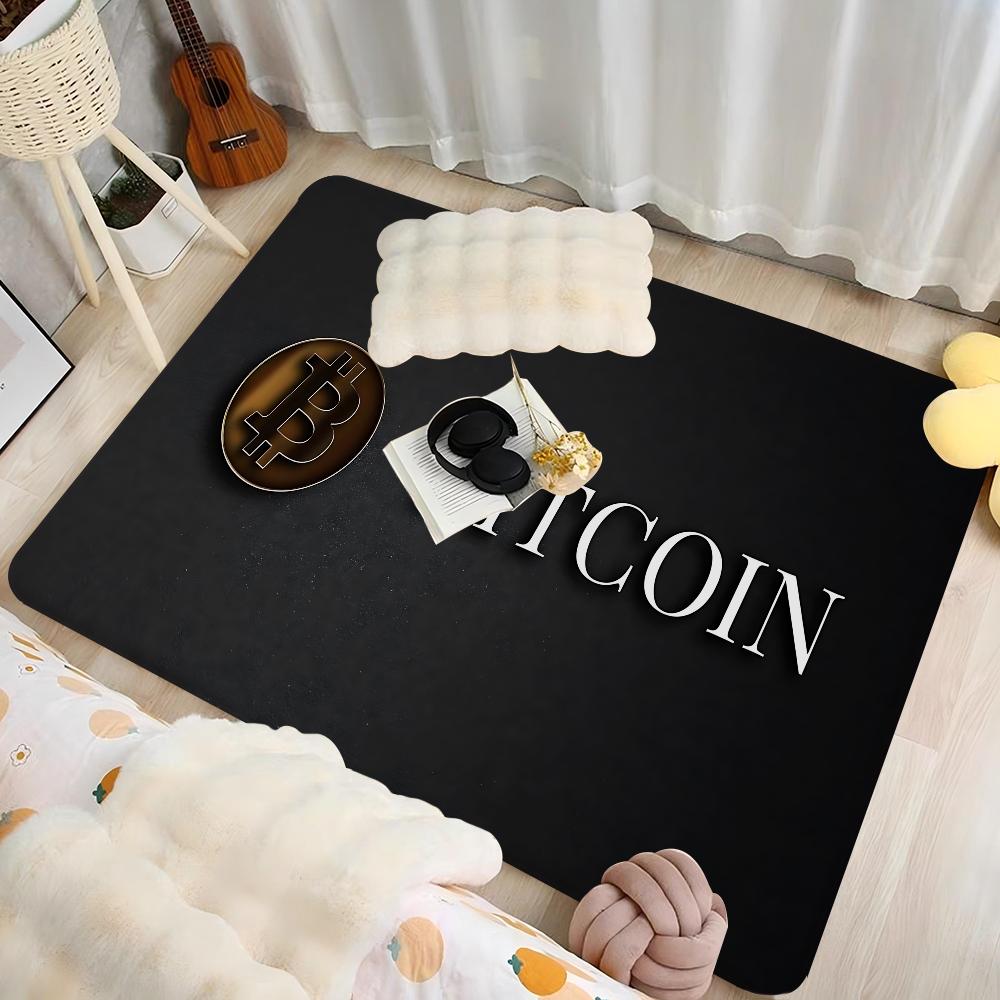 Funny Bitcoin Gold And Money Anime Spend Or Save Floor Mat Non-Slip Laundry Room Mat Laundry Decor Balcony Child Living