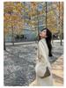 Manteau en Laine Mi-Long pour Femme avec Manches en Fourrure - Veste Décontractée Chic Automne/Hiver