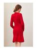Elegant French High-End Mid-Length Knitted Dress with Heart Buckle for Early Spring