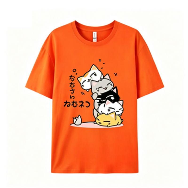 New summer style Korean version pure cotton shortsleeved top Unisex loose fit cartoon design versatile suitable for both Unisex wome