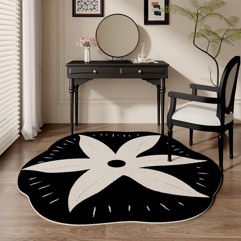 Französischer Blumenförmiger Weicher Teppich Wohnzimmer Fleckenabweisender Faux-Kaschmir-Teppich Innen Make-up Ankleidezimmer Schlafzimmer Fußteppich
