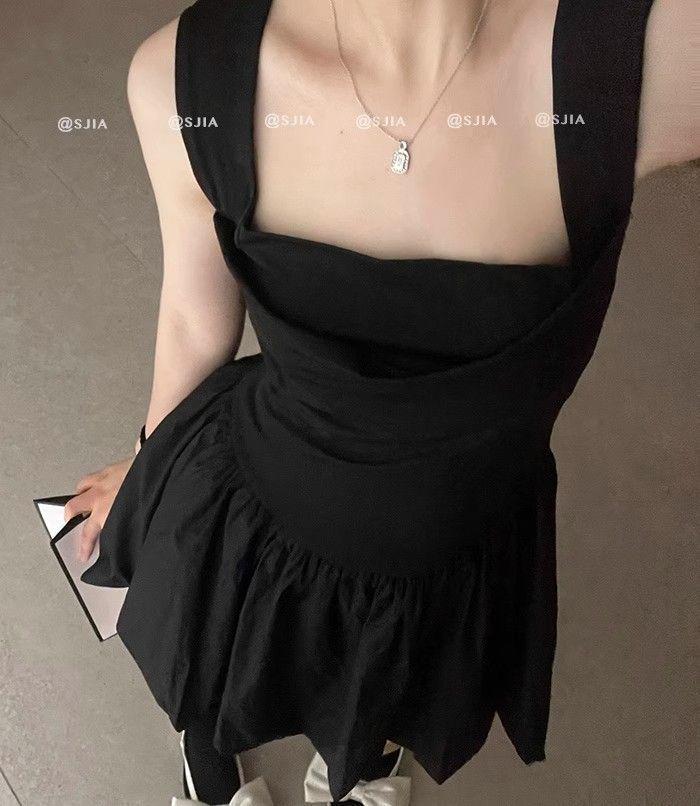 

Elegant White Summer Suspender Dress - Sexy, Slimming, Puffy Princess Style for Petite Women M