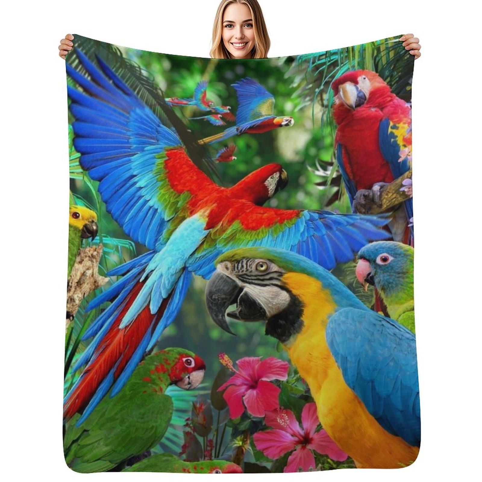 

Parrots Throw Blanket Lightweight Warm Blanket for Travel Camping 102x76cm(40x30in)
