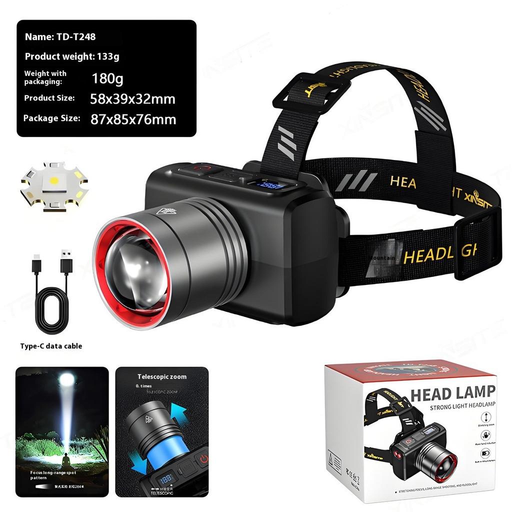 Super Bright LED Sensor Headlamp USB Rechargeable Headlight Front Led Head Light With built-in battery Camping Fishing Lantern