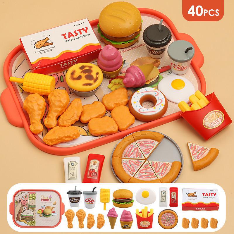 Kids' Pretend Play Fast Food Kitchen Set - Burger, Fried Chicken & Western Cuisine Cooking Toy