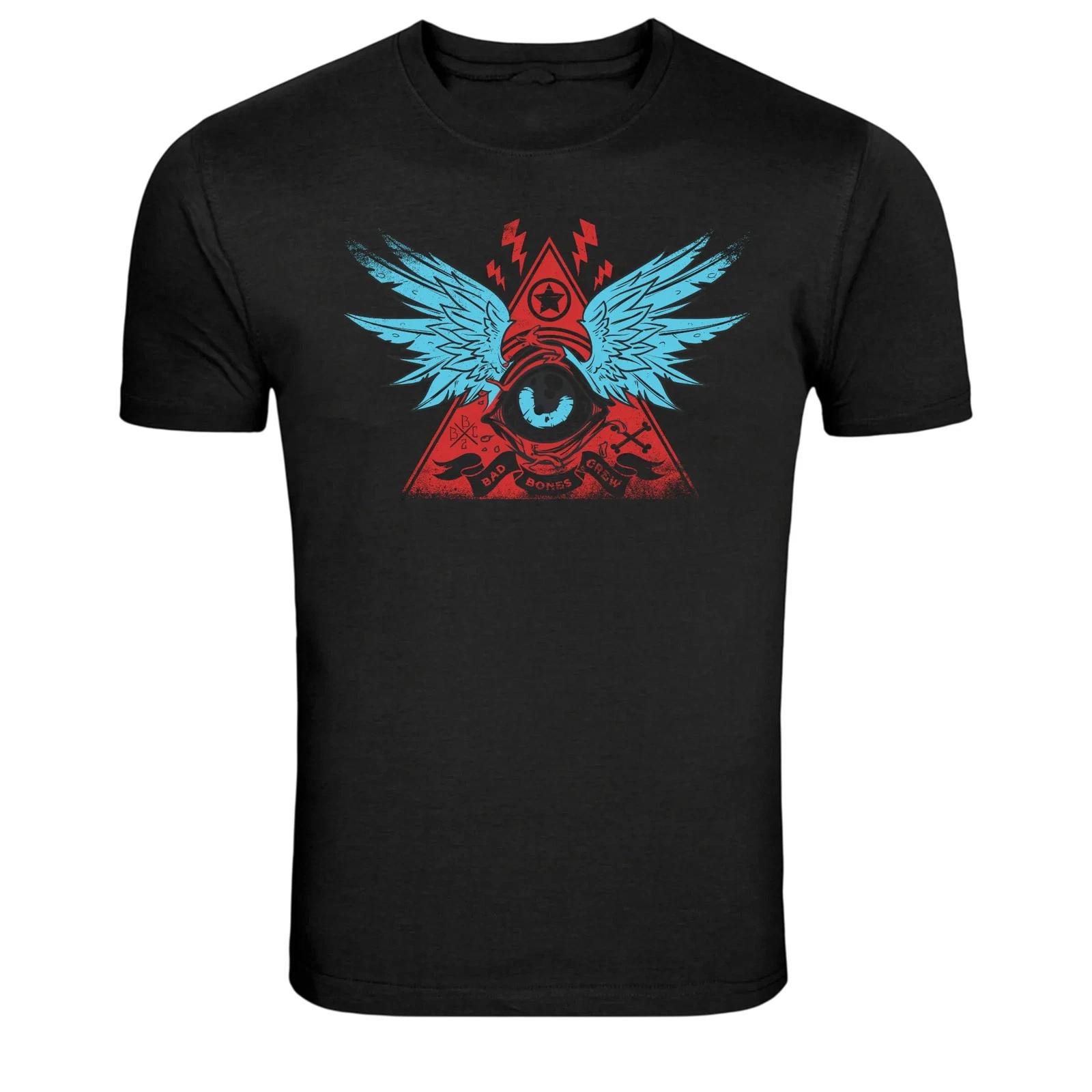 All Seeing Eye Winged Pyramid Occult Graphic T-Shirt XXL