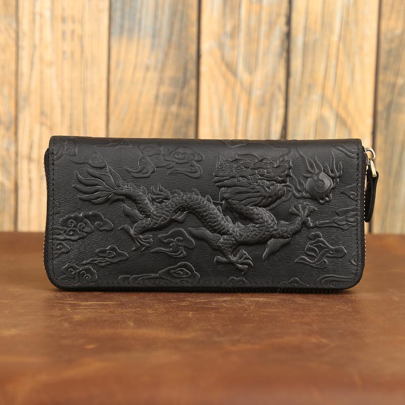 Luxury Men Wallet Genuine Leather Clutch Purse Embossing Long Wallets Thick Cowhide Male Purses Leather Money Hand Clutches