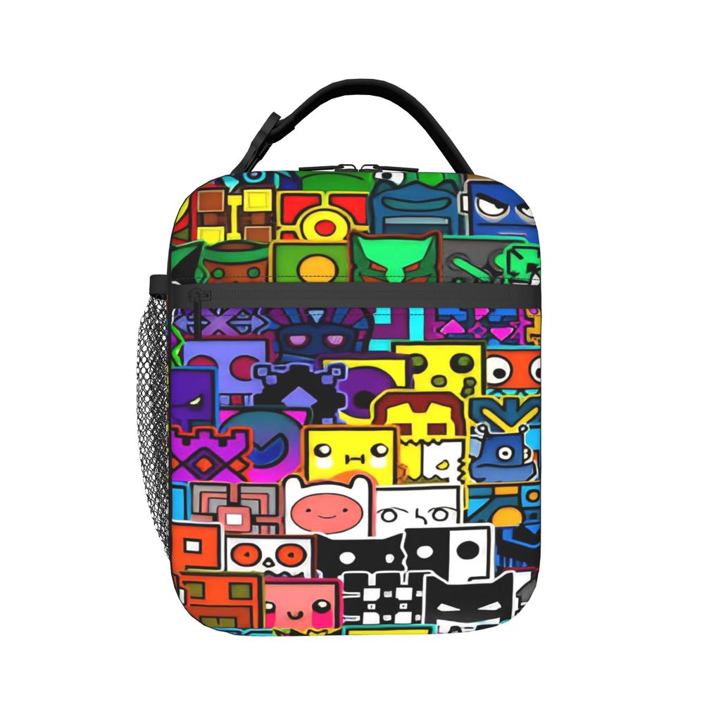Insulated Lunch Bag Geometry Cube Game Merch Lunch Food Box Harajuku Thermal Cooler Bento Box For School