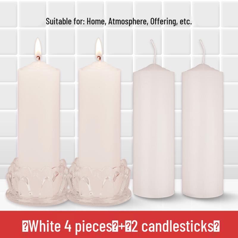 Smokeless Odorless Long-Lasting Emergency Candles: White, Yellow, Red, Thick Cylindrical for Holidays